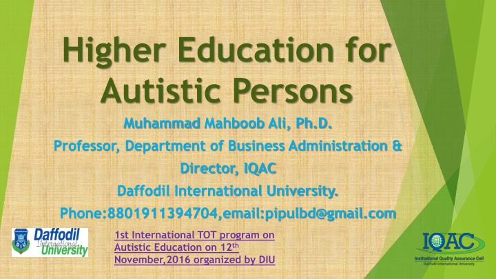 Challenges Faced by Autistic Persons in Higher Education