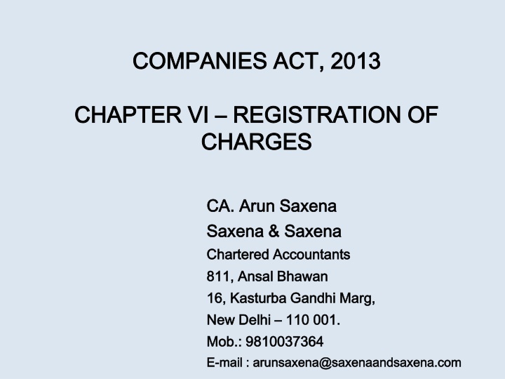 Registration of Charges under Companies Act, 2013