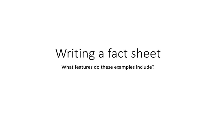 Creating Effective Fact Sheets