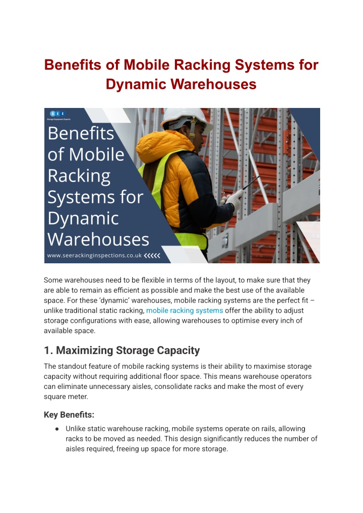 benefits of mobile racking systems for dynamic n.w