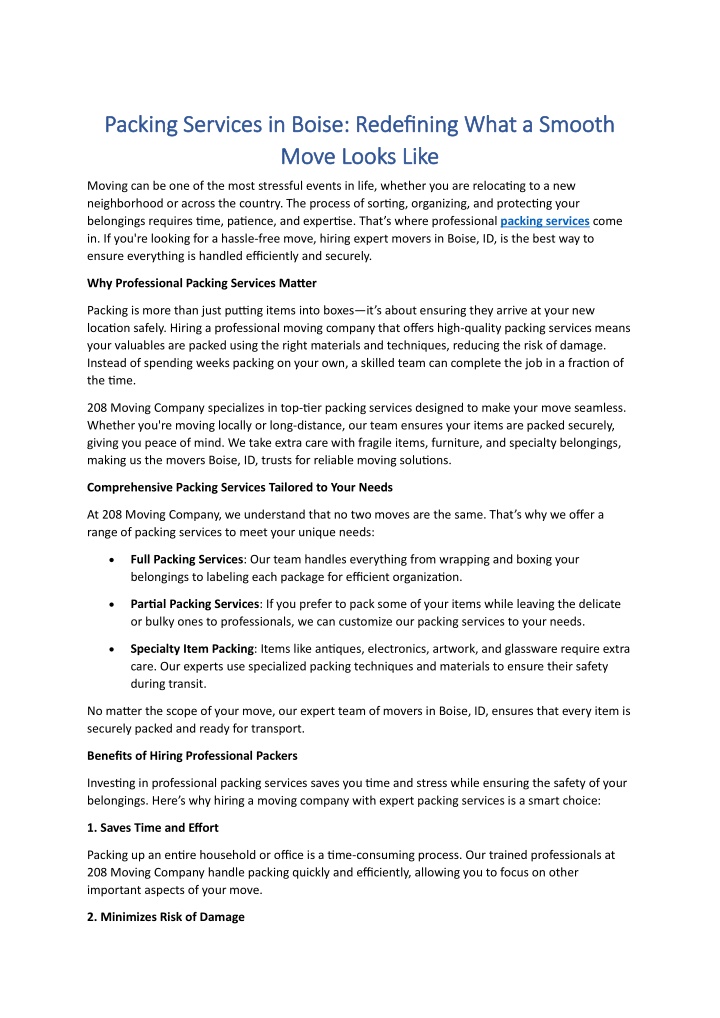 packing services in boise redefining what n.w