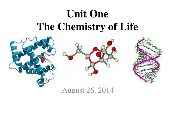 Unit One The Chemistry of Life