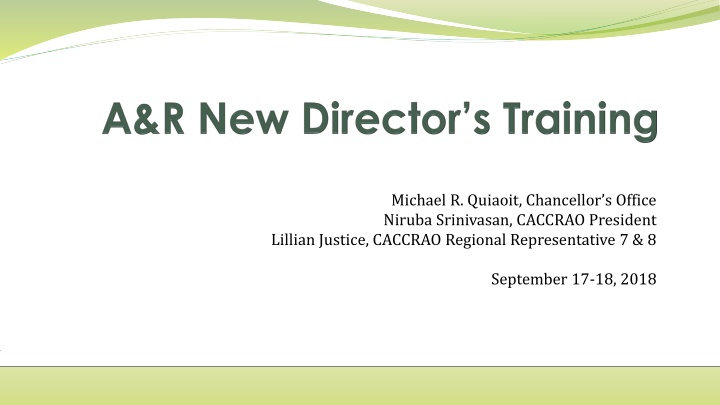 Updates on CACCRAO 2018 Conference