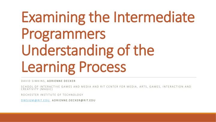 Examining Intermediate Programmers' Learning Process