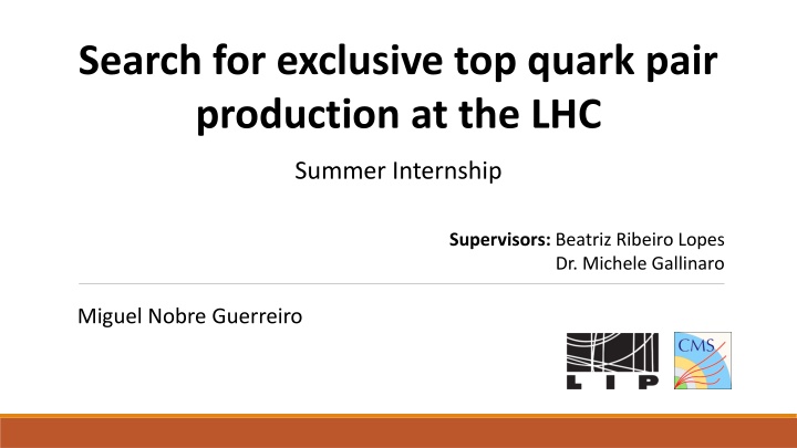 Exclusive Top Quark Pair Production Analysis at LHC