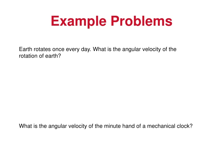 Example Problems