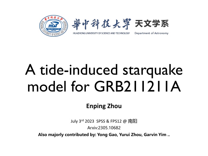 Tide-Induced Starquake Model for GRB211211A