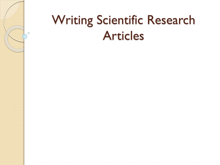 Writing Scientific Research Articles