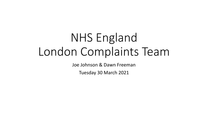 NHS England Complaints Procedure Overview