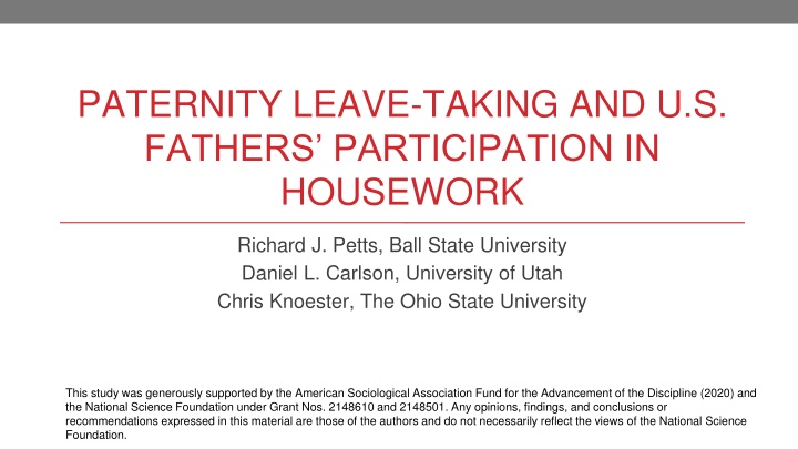 Paternity Leave and Fathers' Housework Participation