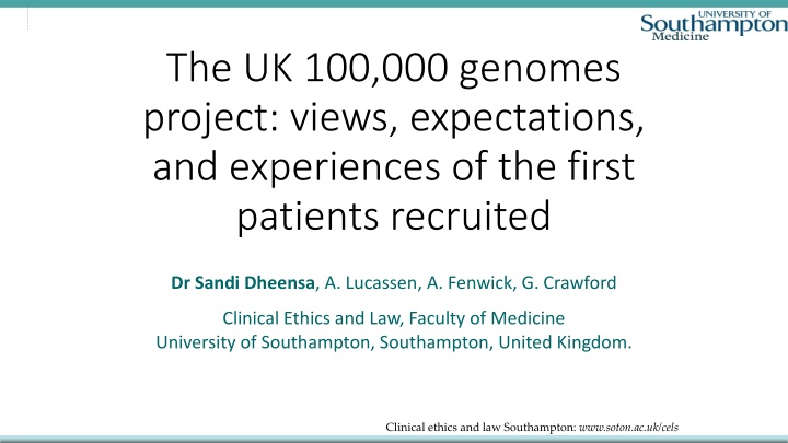 The UK 100,000 Genomes Project: Views and Experiences of Patients