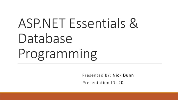 ASP.NET Essentials & Database Programming
