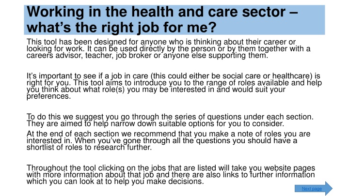 Choosing a Career in Health and Care