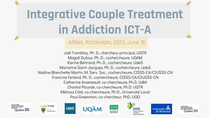 Integrative Couple Treatment in Addiction - A Comprehensive Approach