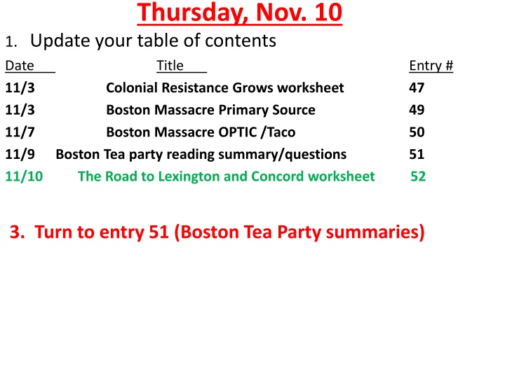 Road to Lexington and Concord: Colonial Resistance and Intolerable Acts