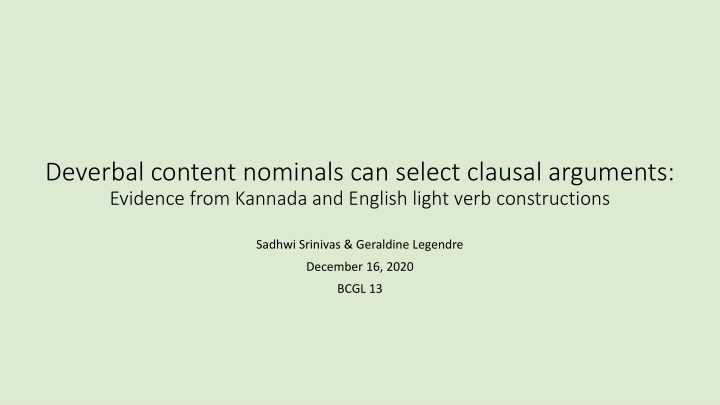 Deverbal Nominals and Clausal Arguments
