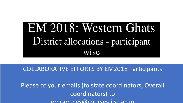 EM 2018: Collaborative Efforts in Western Ghats District Allocations