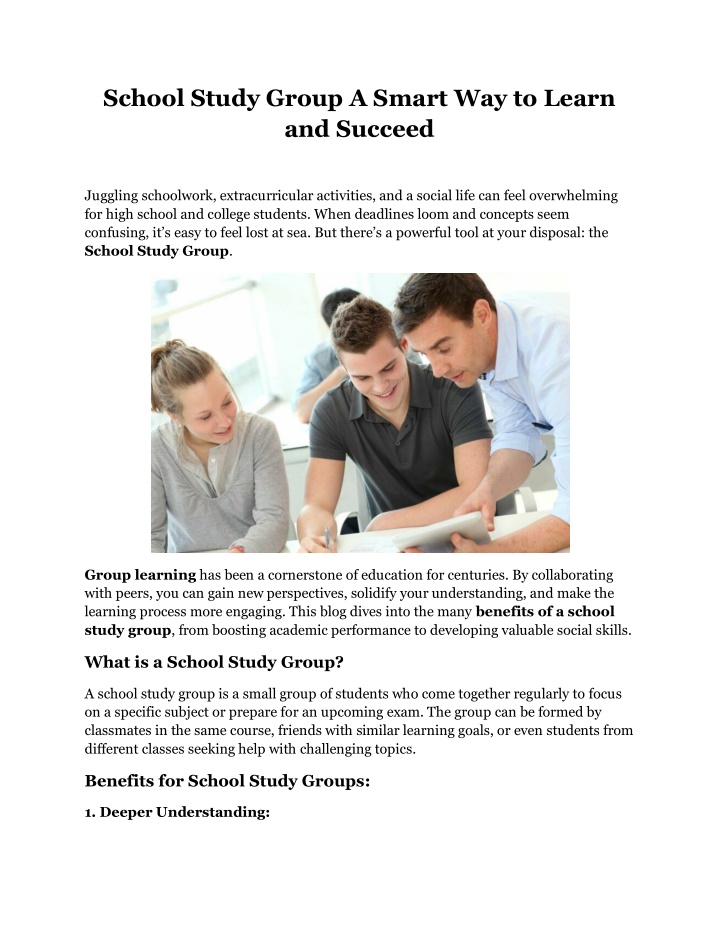 school study group a smart way to learn n.w
