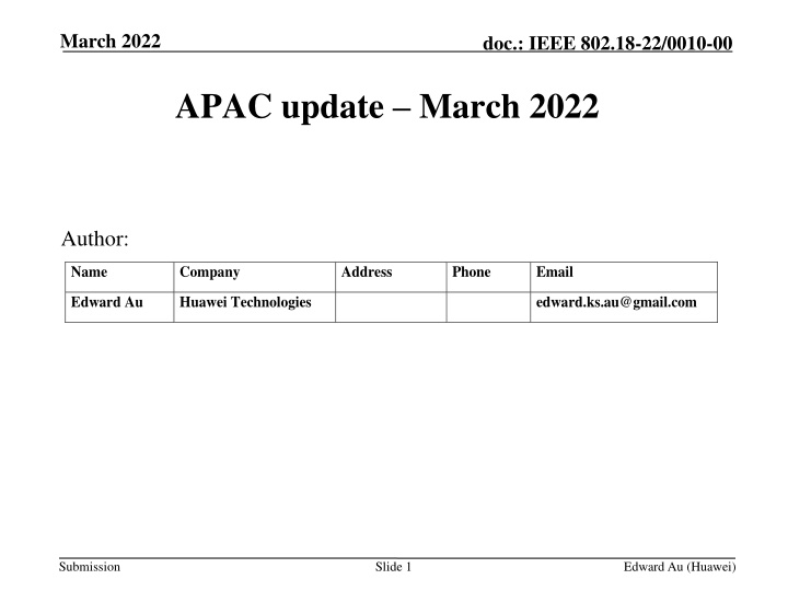 APAC update -March 2022