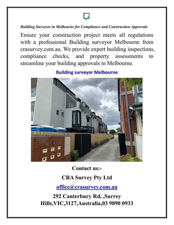 building surveyor in melbourne for compliance n.w