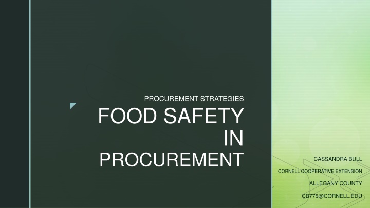 Food Safety Strategies in Procurement