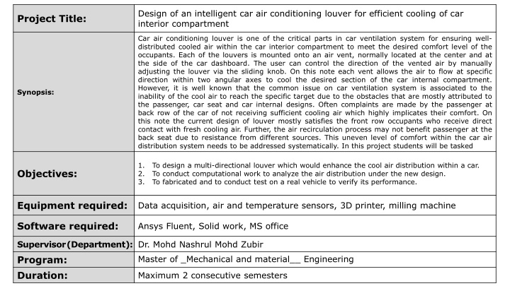 Intelligent Car Air Conditioning Louver Design