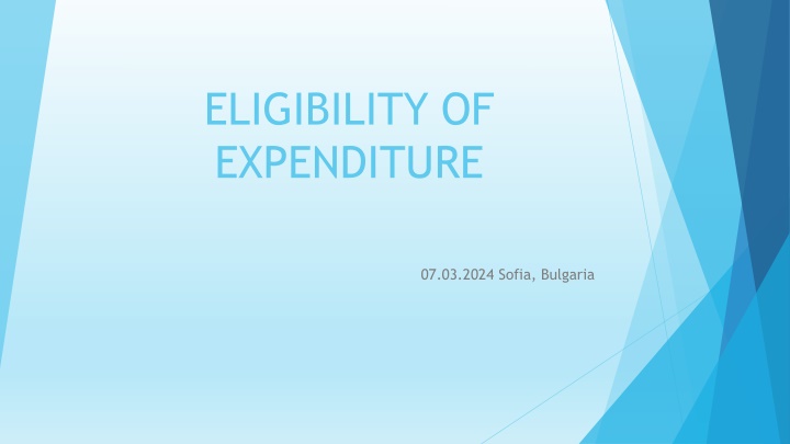 Eligibility of Expenditure Guidelines in Sofia, Bulgaria