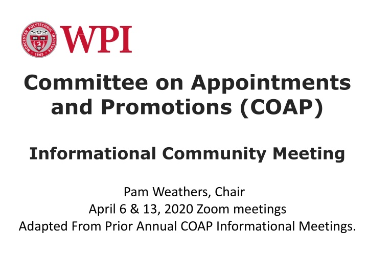 Committee on Appointments and Promotions (COAP)
