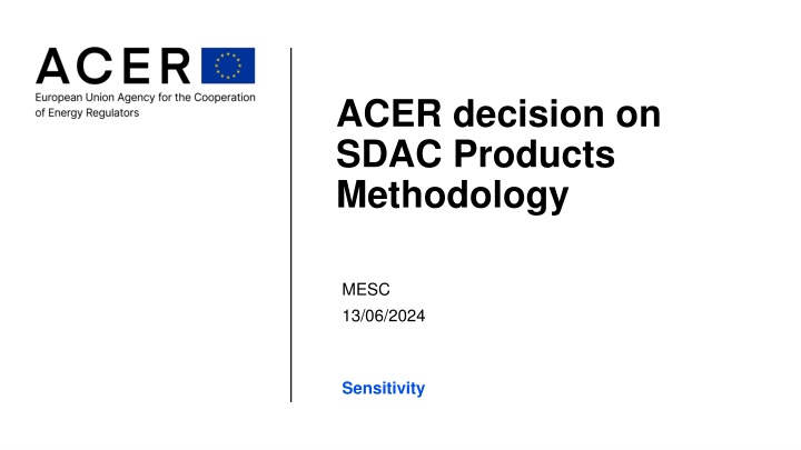 ACER Decision on SDAC Products Methodology Sensitivity