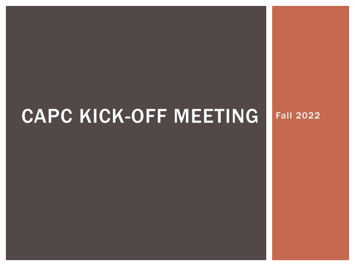 CAPC KICK-OFF MEETING