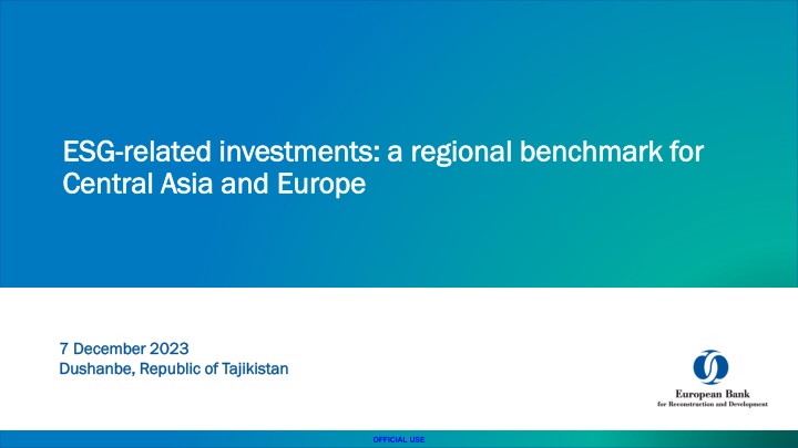 ESG Investment Benchmarks: Central Asia and Europe Pathways