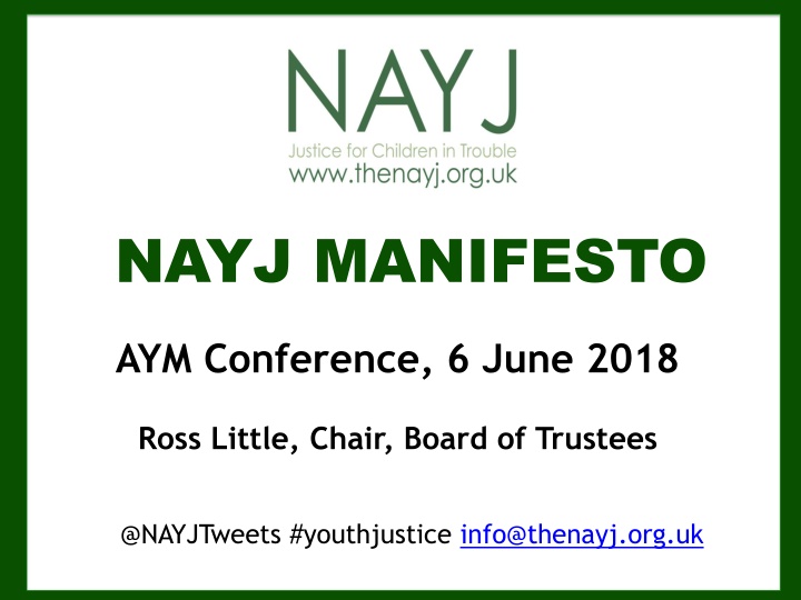 NAYJ Manifesto for Youth Justice Conference