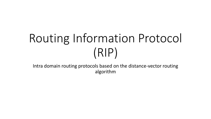 RIP Protocol Essentials: Distance-Vector Routing