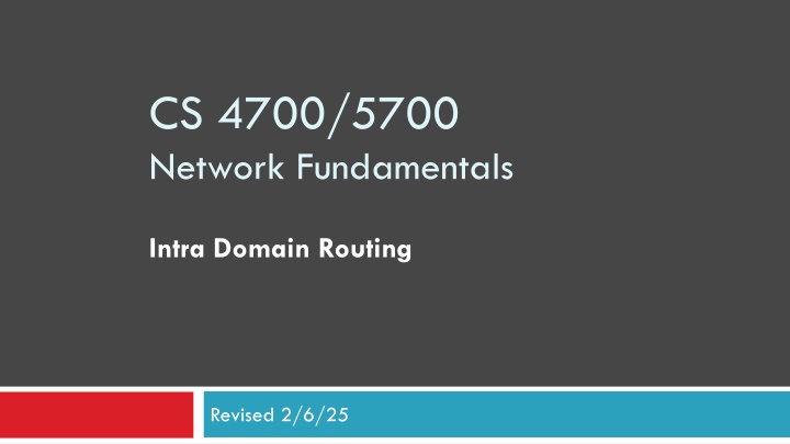 Intra-domain Routing Fundamentals