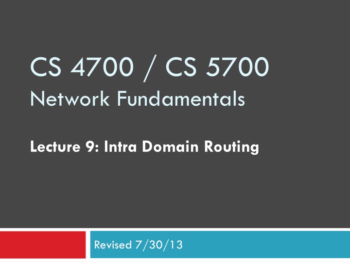 Intra-Domain Routing Fundamentals