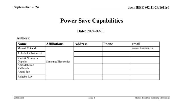 IEEE 802.11-24 Power Save Capabilities Overview