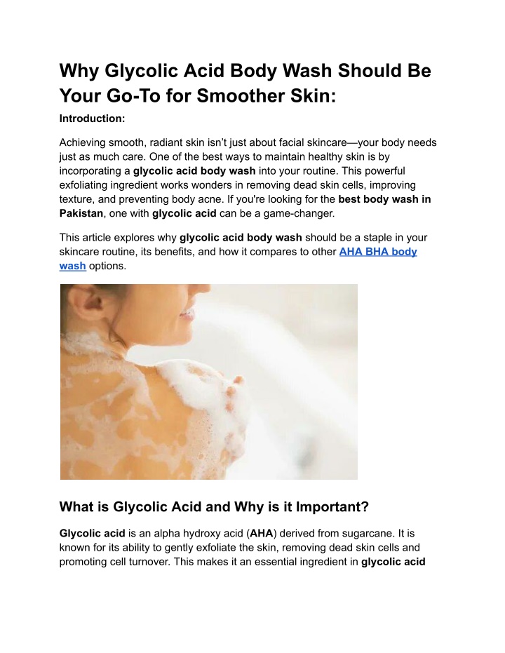 why glycolic acid body wash should be your n.w