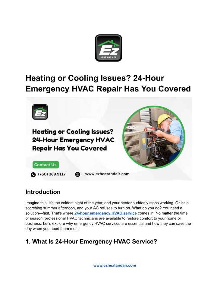 heating or cooling issues 24 hour emergency hvac n.w
