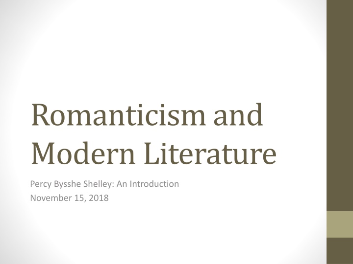Percy Bysshe Shelley: An Introduction to Romanticism and Modern Literature