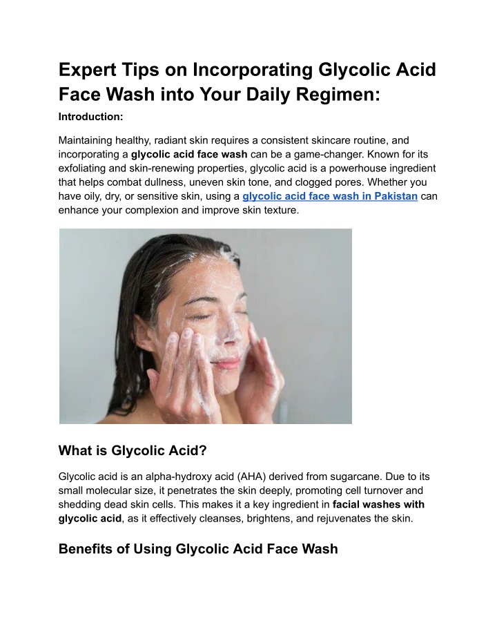 expert tips on incorporating glycolic acid face n.w