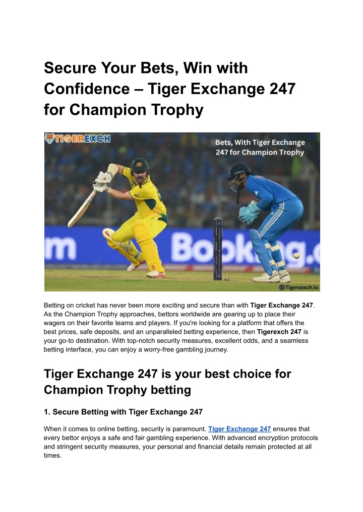 secure your bets win with confidence tiger n.w