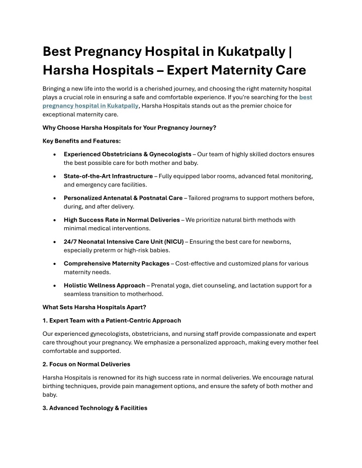 best pregnancy hospital in kukatpally harsha n.w