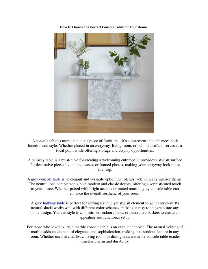 Finding the Perfect Console Table: Style and Function
