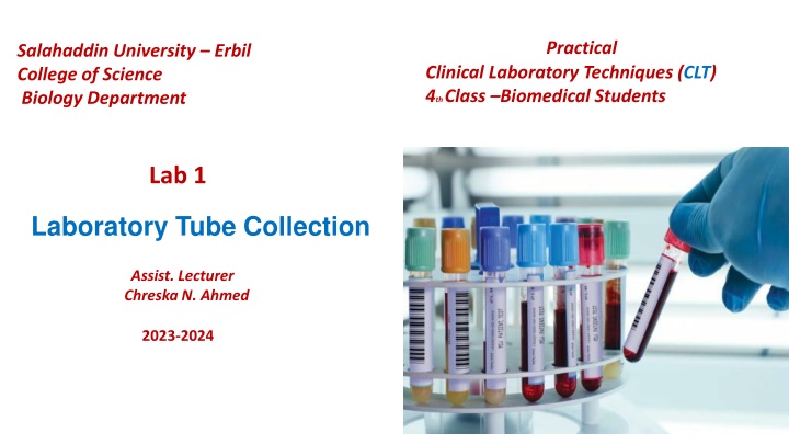 Laboratory Tube Collection in Clinical Laboratory Techniques