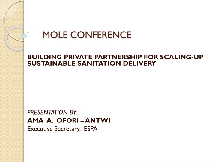 Building Private Partnership For Scaling-Up Sustainable Sanitation Delivery