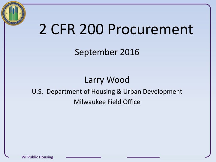 Public Housing Procurement Guidelines
