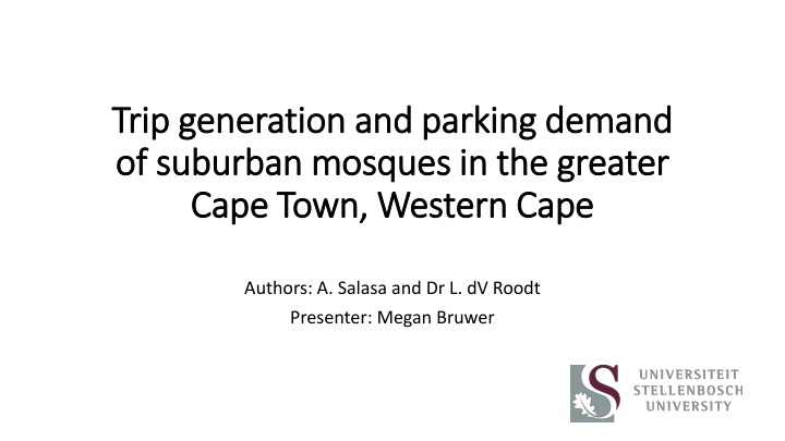 Trip Generation and Parking Demand of Suburban Mosques in Greater Cape Town