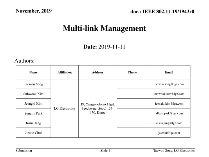 Multi-link Management