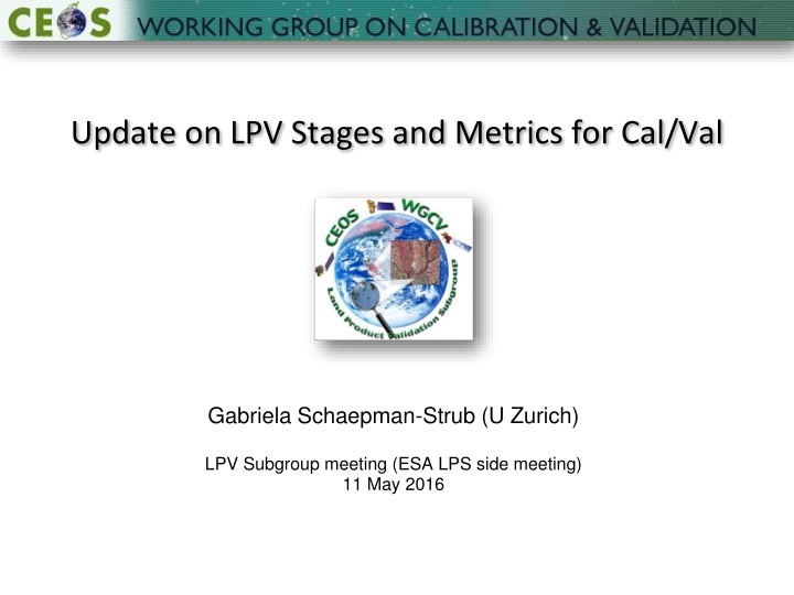 Update on LPV Stages and Metrics for Cal/Val