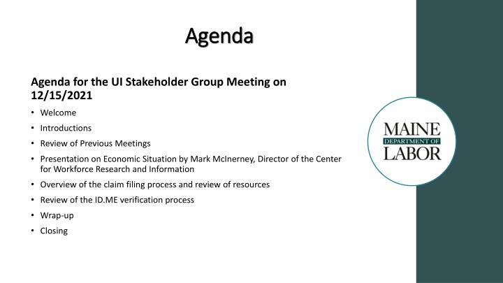 UI Stakeholder Group Meeting Agenda